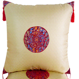 定做中式古典红木实木仿古家具沙发靠枕靠垫抱枕靠背腰枕绸缎含芯