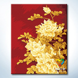 真心意DIY数字油画结婚花卉有框装饰手绘画 4050国色牡丹正品包邮