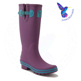 【Evercreatures】哑光素紫色英伦韩版 女式时尚橡胶雨鞋雨靴水鞋