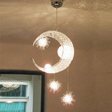 现代简约艺术星星月亮吊灯具 创意铝材led儿童房间吊灯卧室灯女