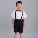 baby♀韩国男童花童礼服大童短袖短裤套装主持人钢琴演出服装宝宝