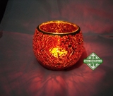 红色马赛克玻璃蜡烛台 美观 温馨 时尚 外贸 香薰蜡烛专用烛台