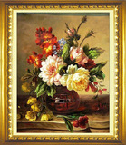 最新款精准印花十字绣客厅大幅油画玫瑰 花卉 混绣 静物花束