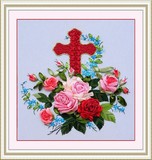 特价包邮丝带绣爱与你同在客厅基督教挂画大十字绣升级耶稣十字架