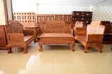 古典红木家具缅甸草花梨木沙发大果紫檀雕花开富贵沙发六件套木质