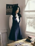 新品黑色直销蓝色韩版女装无袖上衣马甲马夹裙2016年春秋季
