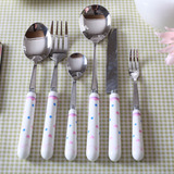 白雪公主 精品不锈钢 西餐餐具刀叉三件套 儿童勺子叉子 牛排刀叉
