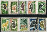 FB0594科特迪瓦1963-64动物猴角马羚羊等10全轻贴1枚薄
