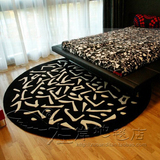 时尚黑白宜家圆形地毯客厅茶几沙发地毯卧室床边手工腈纶满铺地毯