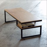定制美式茶几仿锈实木家具LOFT风格复古做旧置物架电脑桌书房书桌