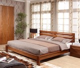 乌金木色实木床 现代中式 实木双人床1.8米 高箱床 储物床包邮
