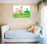 D卧室卡通喜羊羊绿草装饰画壁挂画 儿童房无框画 配电箱单幅定制