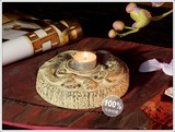 批发明清中式古典仿古石材客厅摆设工艺品圆形双螭壁蜡烛台