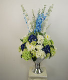 蓝色个性 仿真花绢花假花盆花欧式田园装饰客厅餐桌套装摆设花艺