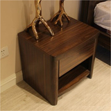 新中式宜家现代时尚黑胡桃色乌金色家具W9203特价实木一抽床头柜