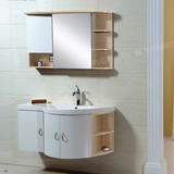 转角卫浴柜 实木 橡 木 原木纹 田园风格浴室柜 洗脸盆 长1.10米
