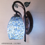 中式复古灯具创意简约走廊楼梯过道灯卧室灯床头壁挂青花瓷墙壁灯