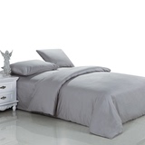 全棉灰色四件套纯色床单被套简约白色床上用品纯棉床笠款1.8米床