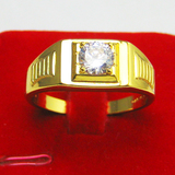 不掉色 黄金戒指 男女钻戒24K镀金仿真钻石戒子结婚首饰品 送礼物