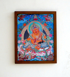 黄财神西藏唐卡画藏传密宗佛教用品佛像装饰画玄关有框画挂画壁画