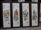 景德镇陶瓷人物画瓷板画手绘粉彩福禄寿禧瓷版画仿古做旧装饰壁画