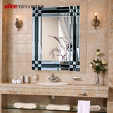 爱丽名镜 浴室镜玻璃黑白格子无框镜子卫生间镜洗漱镜壁挂化妆镜