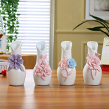 白色陶瓷小花瓶迷你花插摆件创意客厅家居办公室桌面装饰工艺品