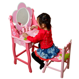 特价粉色木制玩具 木质草莓化妆台 漂亮公主过家家化妆桌