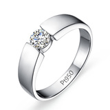 PT950纯银 镀铂金戒指 男士进口钻戒指 女礼物送男友生日礼物