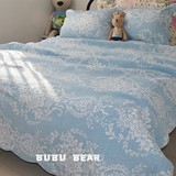 粉蓝 全棉空调被夏凉被单件春夏床盖衍缝床单绗缝被三件套特价