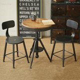 美式实木做旧圆桌咖啡桌椅可升降茶几休闲桌椅户外铁艺家具套件