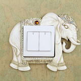 欧式招财大象树脂创意开关套墙壁上插座贴装饰保护开关贴仿脏包邮