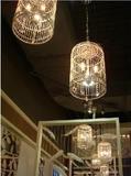 欧式餐厅吊灯 三头吊灯 咖啡厅吧台吊灯 简约现代 欧式铁艺鸟笼灯