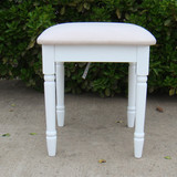 出口梳妆凳子田园实木椅化妆台美甲凳白色简约软包方凳欧式钢琴凳
