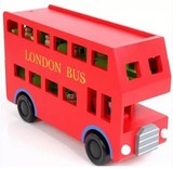 儿童木制玩具车男孩益智汽车模型公交车木质大红双层伦敦巴士包邮