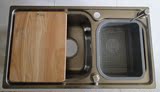 普乐美SUS304不锈钢水槽DS308A双槽洗菜盆送沥水篮皂液器
