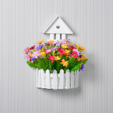 壁挂花 木栅栏仿真花套装 假花装饰花客厅塑料花盆景绢花干花花艺