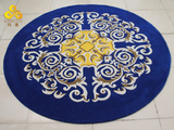 明易 进口100%纯羊毛地毯卧室地毯客厅地毯圆形地毯欧式蓝色M-884