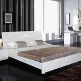 好就好家私  实木床 现代简约板式床 双人床 烤漆纯白色床
