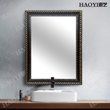 特价实木中式浴室镜洗手间防潮银镜卫生间壁挂梳妆镜方形装饰镜子