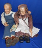 古董 老爷爷老奶奶 复古做旧人偶娃娃 美国进口 陶瓷做旧娃娃