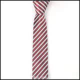 男士-女士-学生领带,衬衫配件-深红色白色条纹韩版细窄领带PT36.