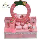 仿真粉色梳妆台儿童木制公主化妆台玩具女孩过家家