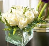 餐桌台洗手间洗手台茶几书桌简约仿真白色玫瑰花小型盆花摆件