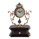 欧式静音纯铜座钟台钟客厅仿古摆钟创意时钟卧室床头实木钟表摆件