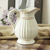 欧式花瓶 白色花瓶 田园花瓶 花器 陶瓷花瓶 牛奶壶花瓶 把手花瓶