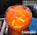 Q29     喜马拉雅山天然水晶矿盐灯 中国红镂空收口瓶 吉祥礼物
