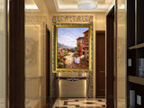 日康 地中海油画 手绘欧式现代风景挂画卧室过道壁画 玄关装饰画