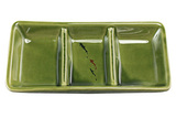 彩盈纳 日式如鱼得水味碟 墨绿三格碟 调料碟 陶瓷 创意个性 碟子