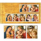 2013年圣诞节发行 英国邮票 麦当娜与孩子 经典纪念邮票